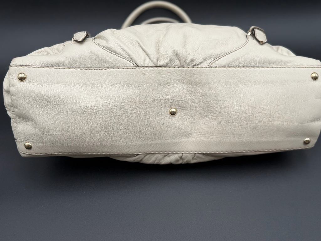 Gucci Leather Cream Boston Bowler Tote Shoulder Medium Horsebit Nail
