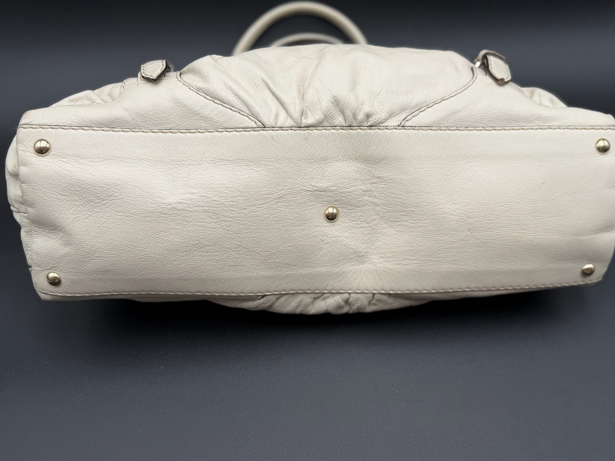 Gucci Leather Cream Boston Bowler Tote Shoulder Medium Horsebit Nail