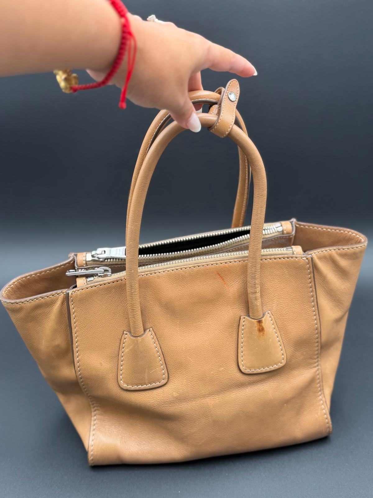Soft Calf Top Handle Twin Tote Shoulder Bag