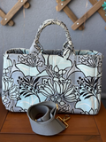 Prada Canapa Canvas Floral Print Large Crossbody Messenger