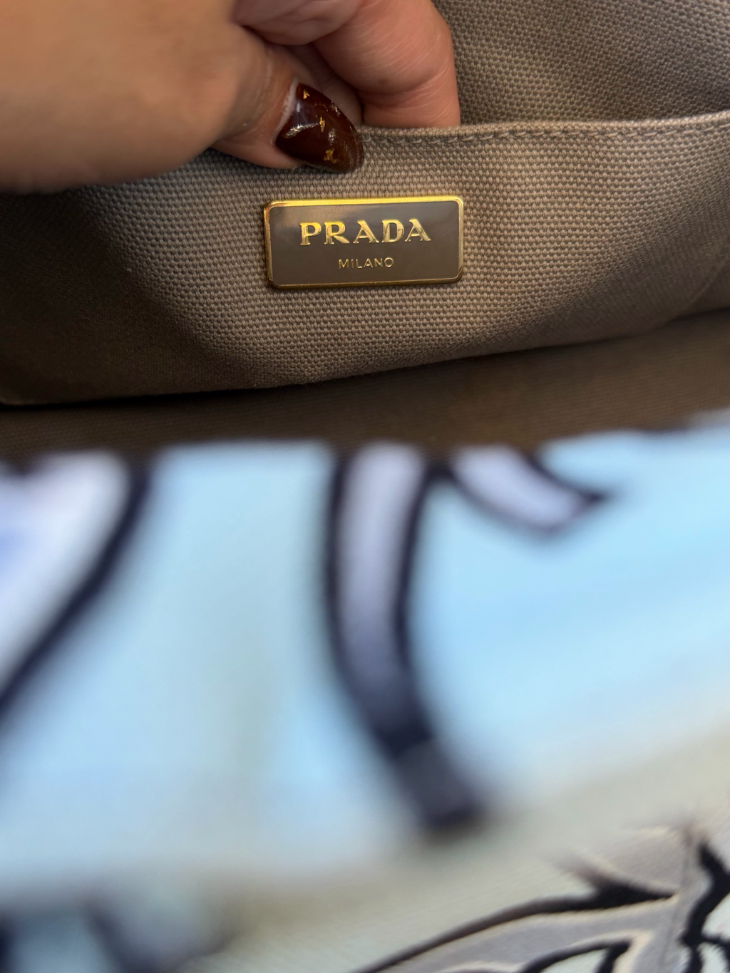Prada Canapa Canvas Floral Print Large Crossbody Messenger