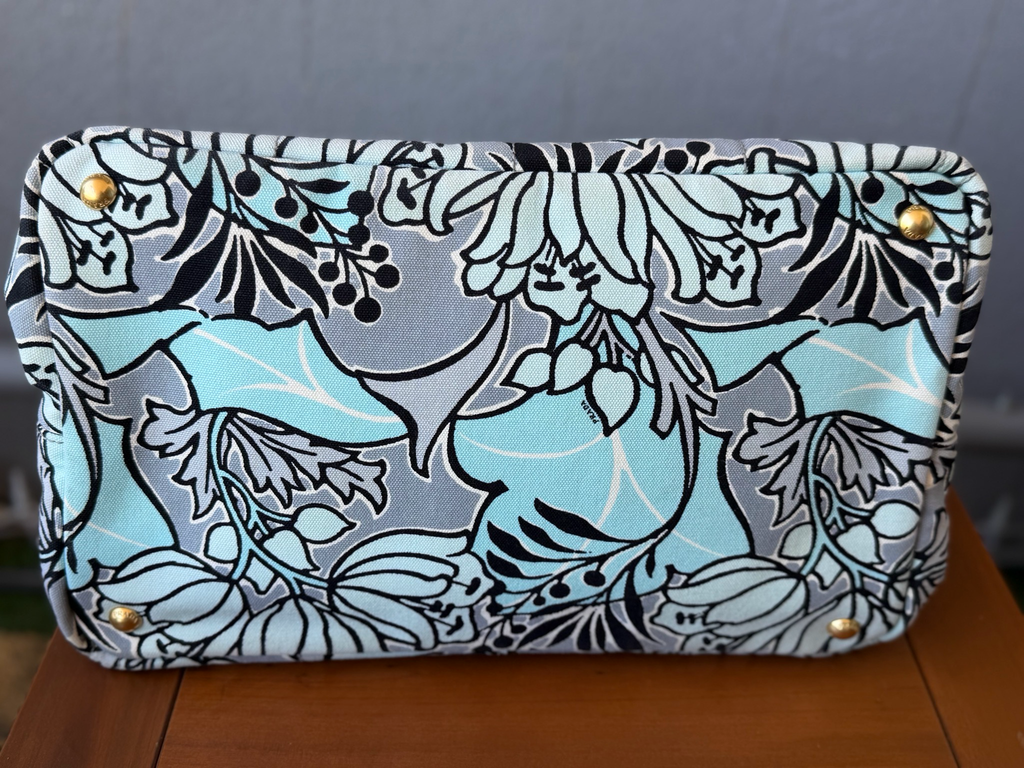 Prada Canapa Canvas Floral Print Large Crossbody Messenger