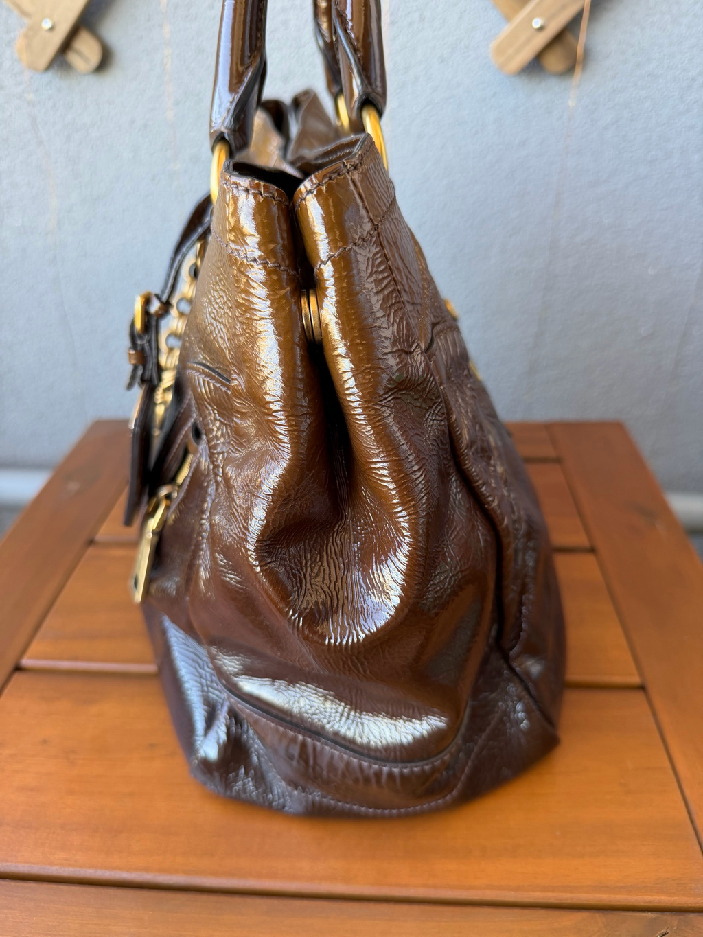 Prada Chain Link Tote Vitello Shine
