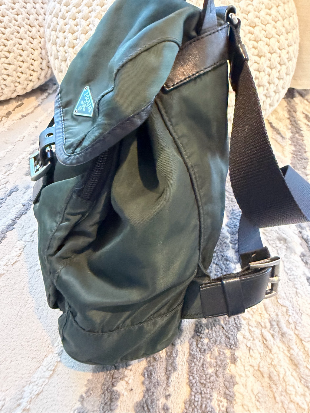 Prada Nylon Tessuto Backpack Small Green