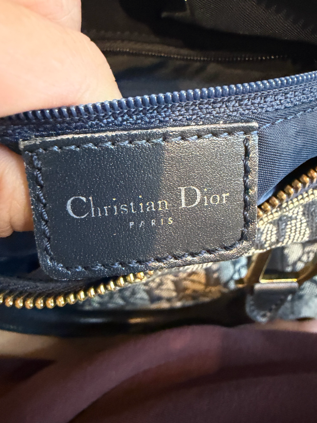 Christian Dior Trotter Mini Bowler Boston Satchel Navy