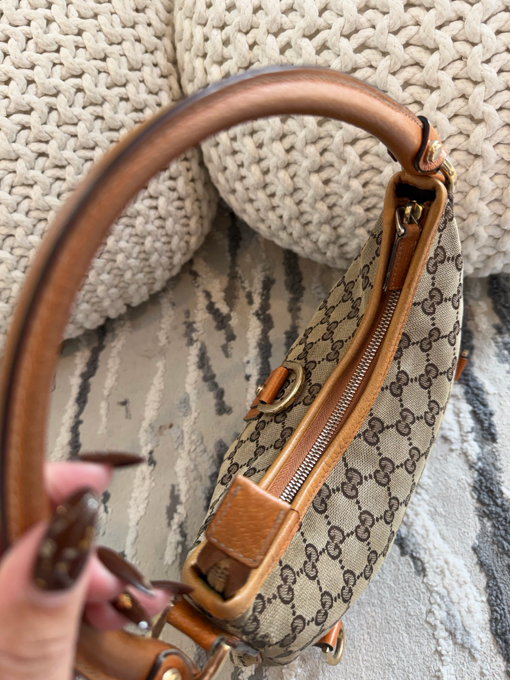 Gucci Monogram Canvas Abbey Hobo Shoulder