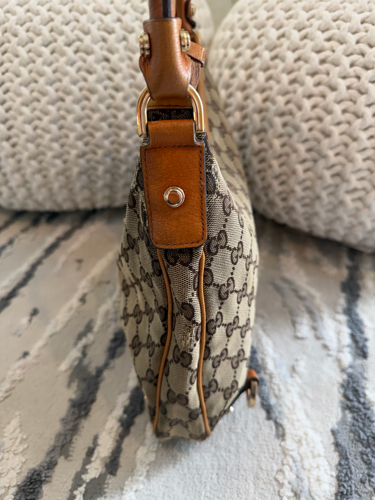 Gucci Monogram Canvas Abbey Hobo Shoulder