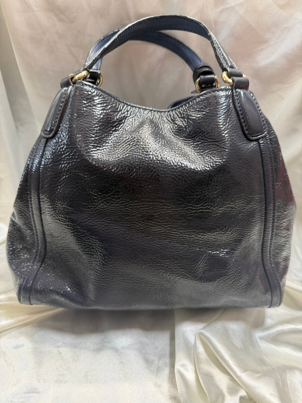 Gucci Leather Patent Soho Small in Navy Blue