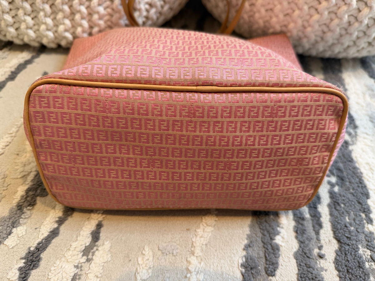 Fendi Zucchino Canvas Vertical Tote Pink