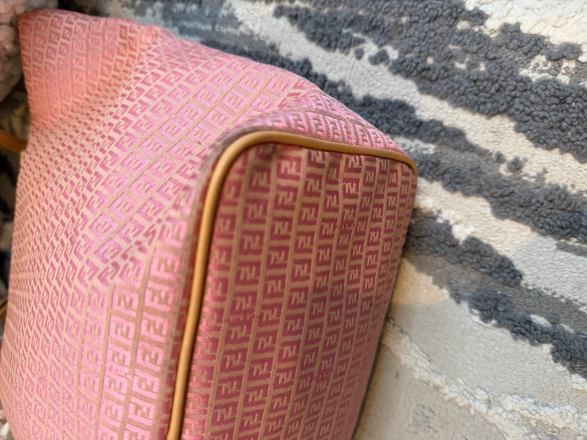 Fendi Zucchino Canvas Vertical Tote Pink