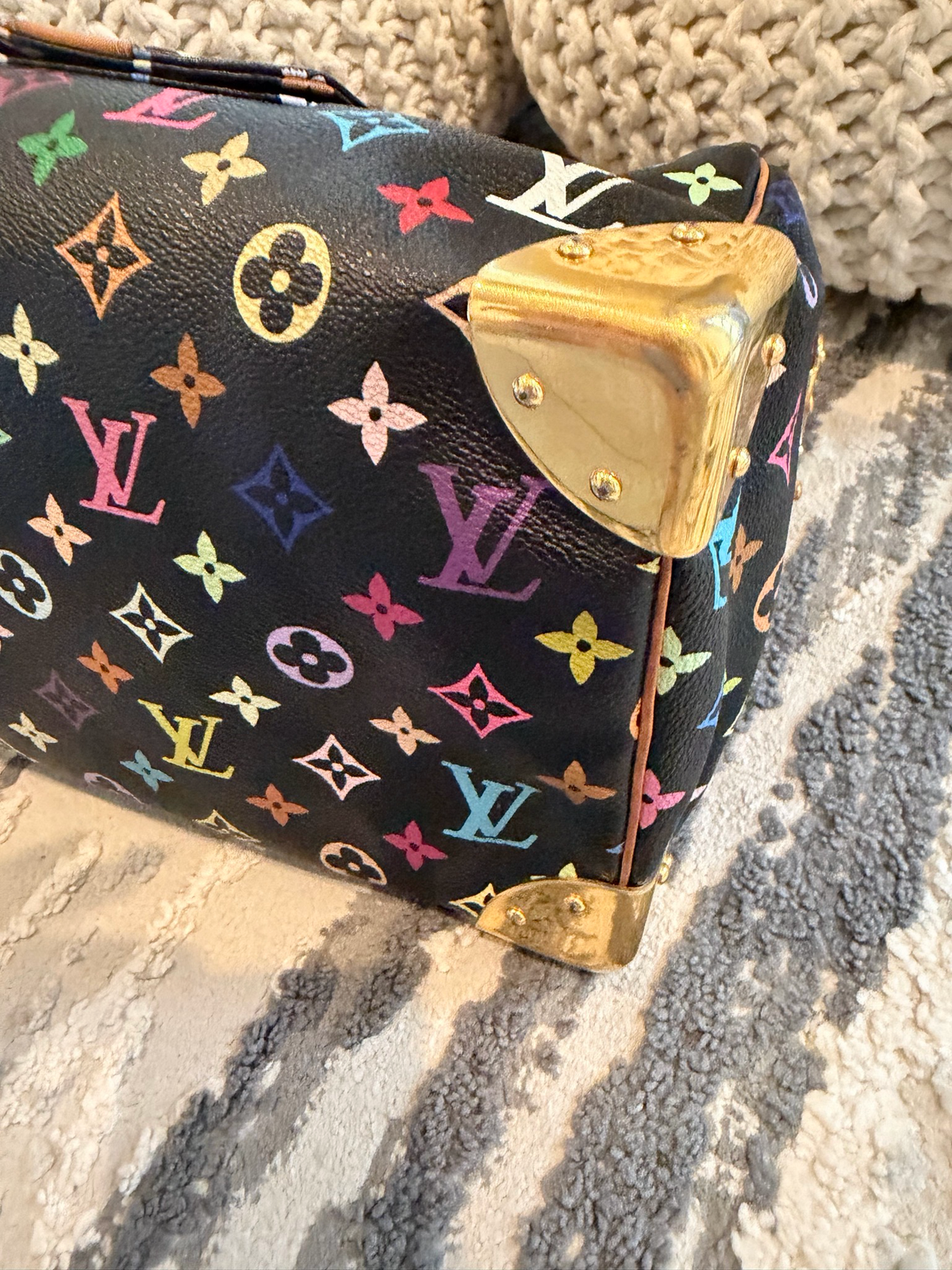 Louis Vuitton Monogram Multicolor Takashi Murakami Speedy Bowler Satchel Noir