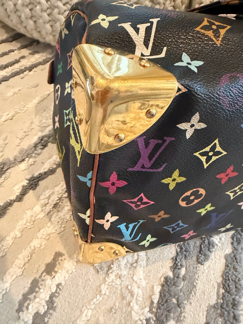 Louis Vuitton Monogram Multicolor Takashi Murakami Speedy Bowler Satchel Noir