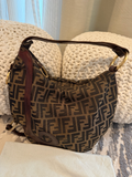 Fendi Zucca Tobacco Oyster Hobo Shoulder Bag