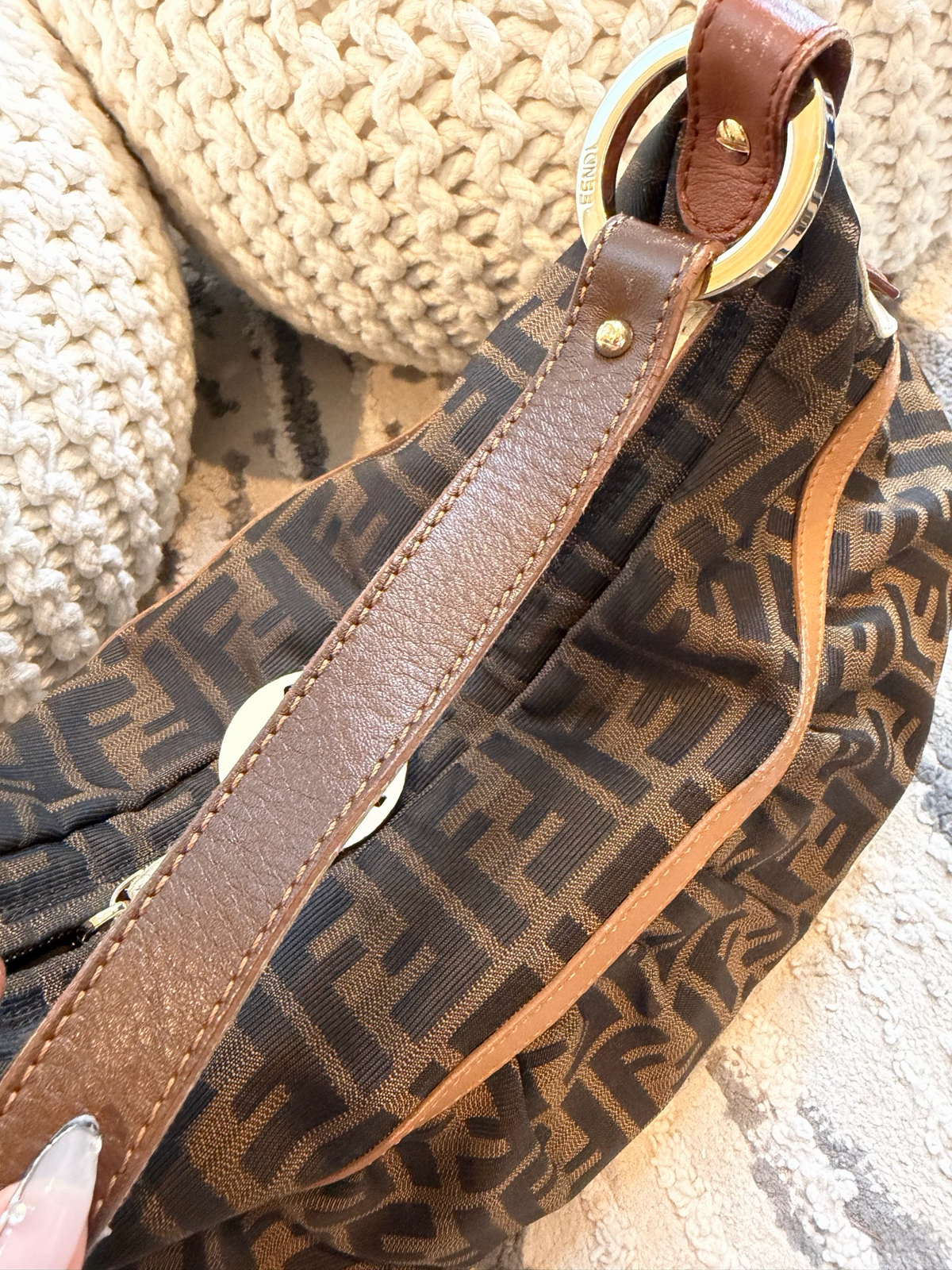 Fendi Zucca Borsa Chef Hobo Shoulder Bag