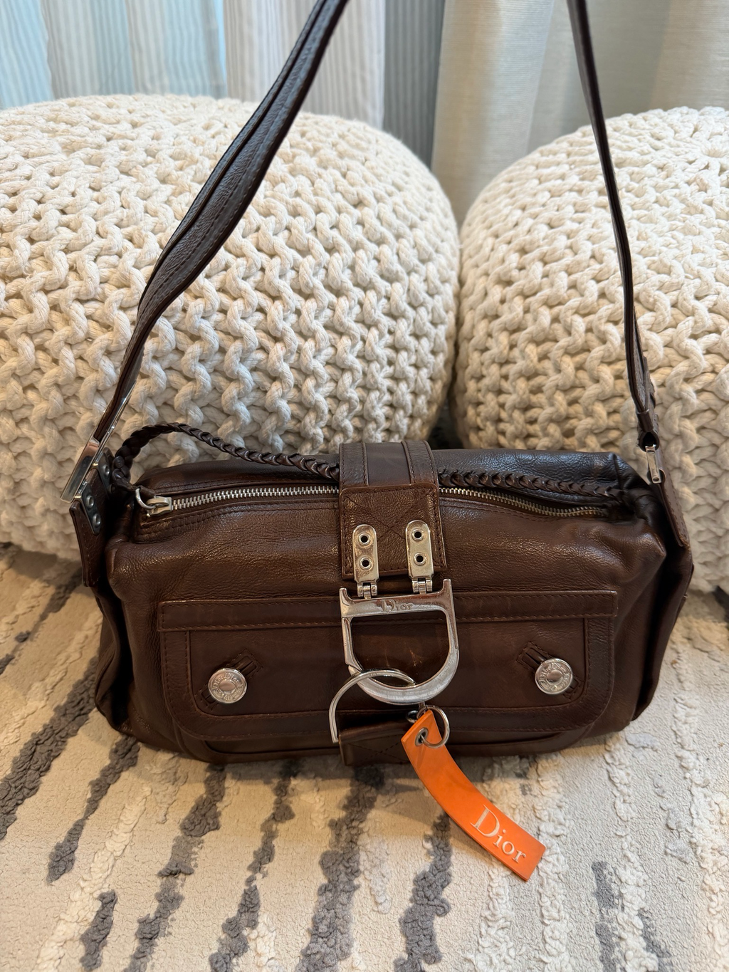 Christian Dior Calfskin Hobo Shoulder Flight Bag