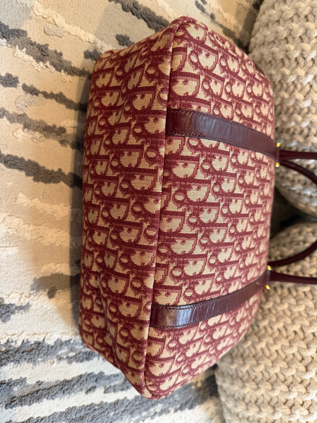 Christian Dior Trotter Vintage Bowling Bag Burgundy
