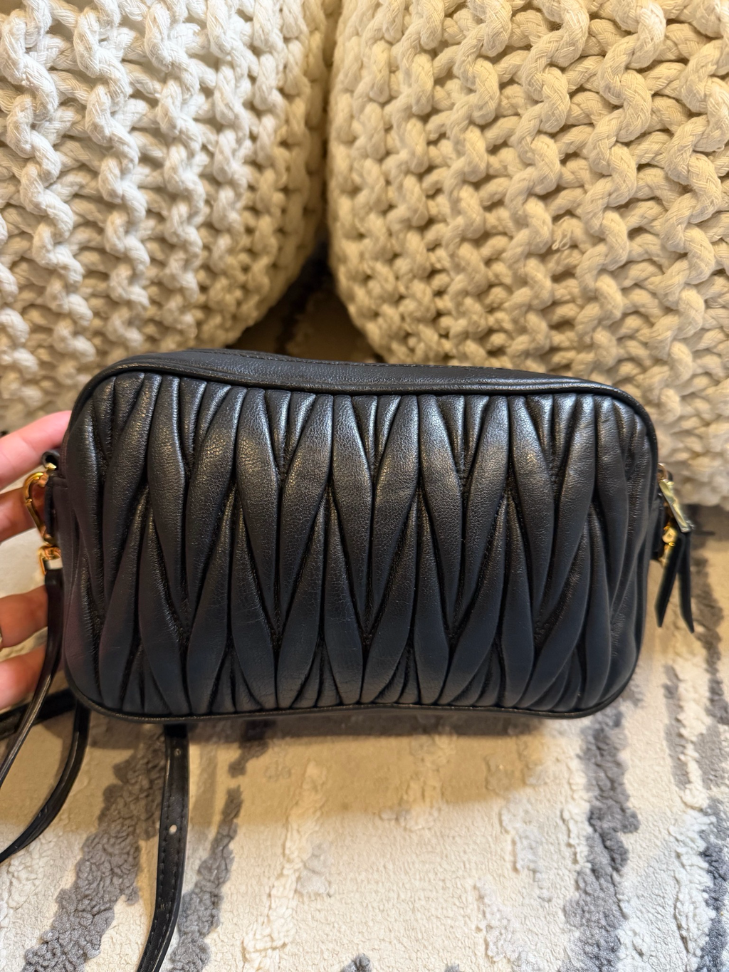 Miu Miu Matelasse Camera Bag Double Zipper Crossbody