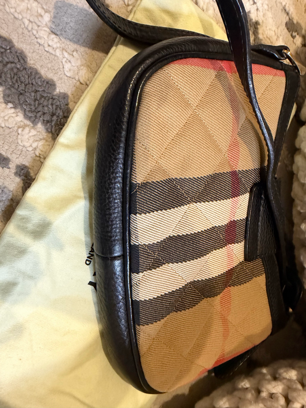 Burberry Hobo House Check Canvas And Leather Quilted
