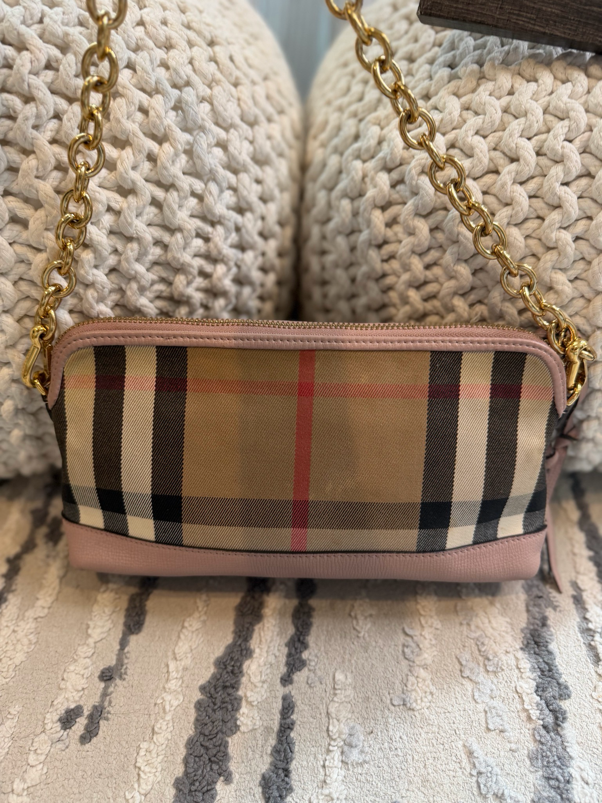 Burberry Abingdon Crossbody Messenger Double Strap House Check