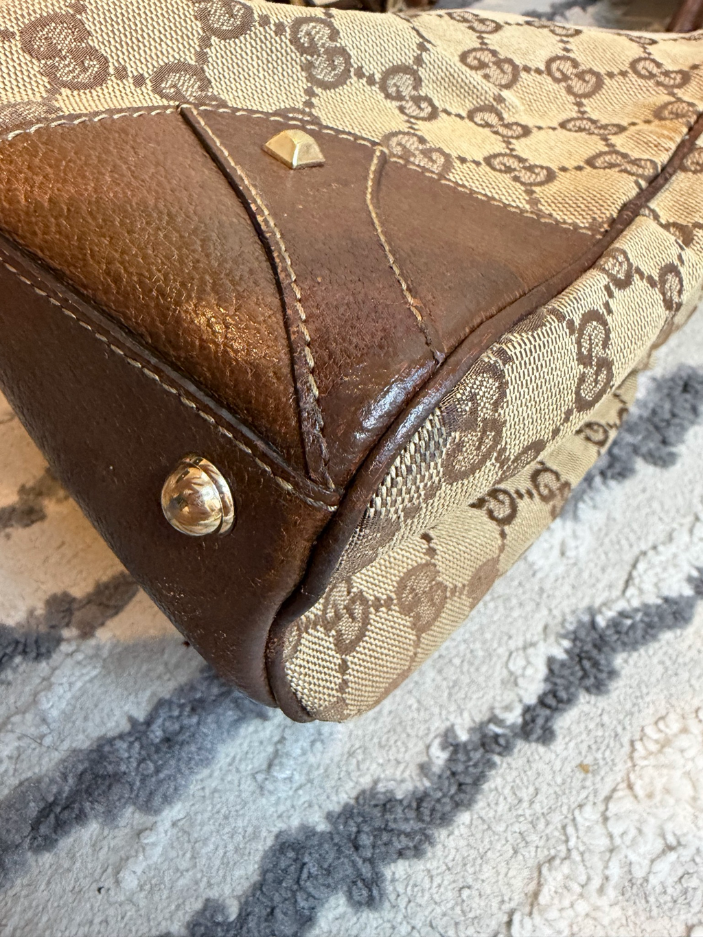 Gucci Monogram Canvas Jackie Hobo Piston Lock