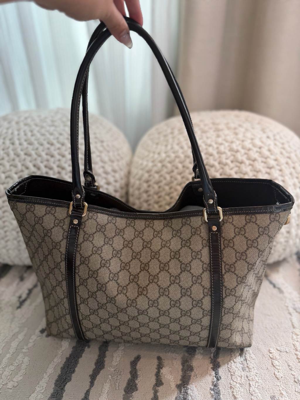 Gucci Monogram Supreme Joy Tote Medium Shoulder Bag