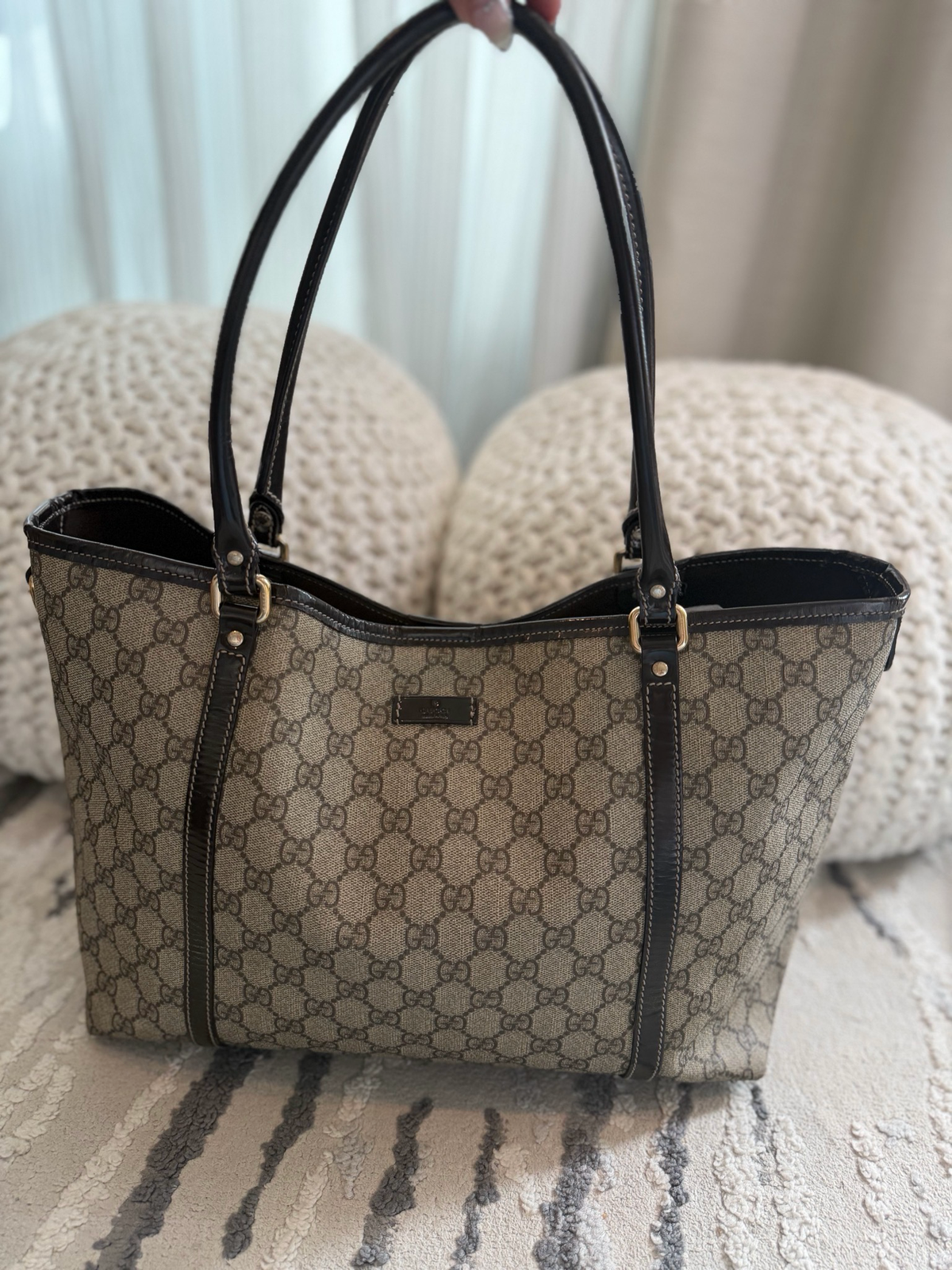 Gucci Monogram Supreme Joy Tote Medium Shoulder Bag