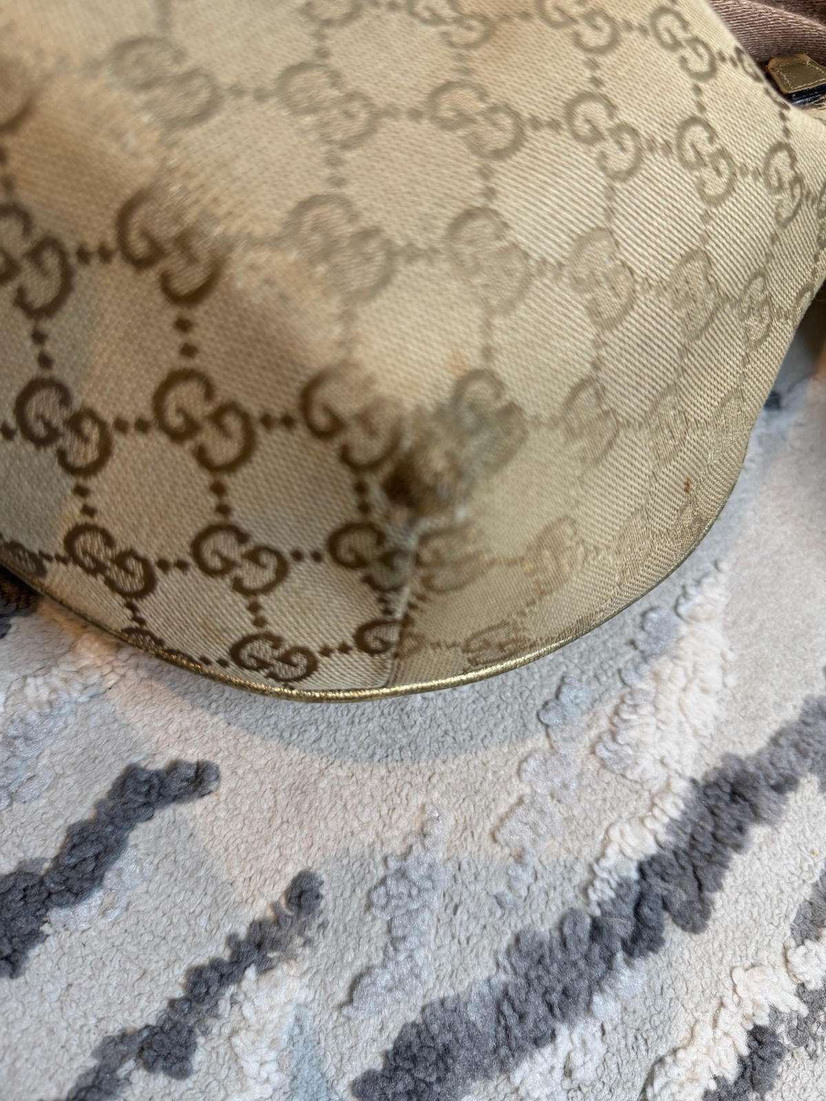 Gucci Monogram Canvas Web Strap Sling Half Moon Crossbody