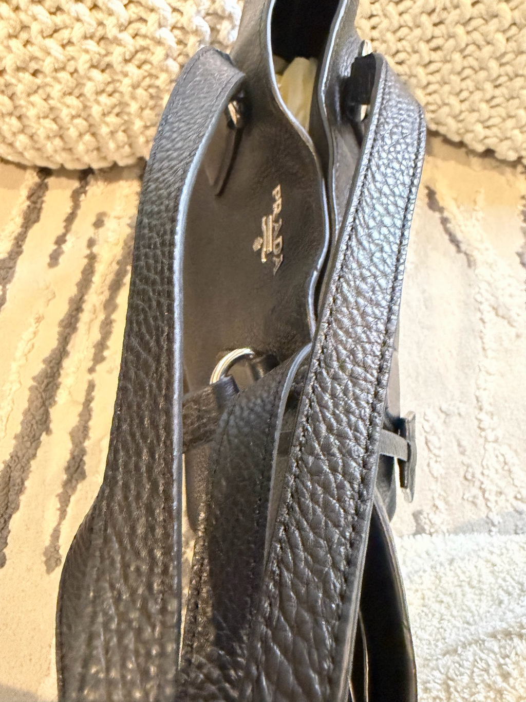 Prada Vitello Phenix Shopper Tote Side Zippers