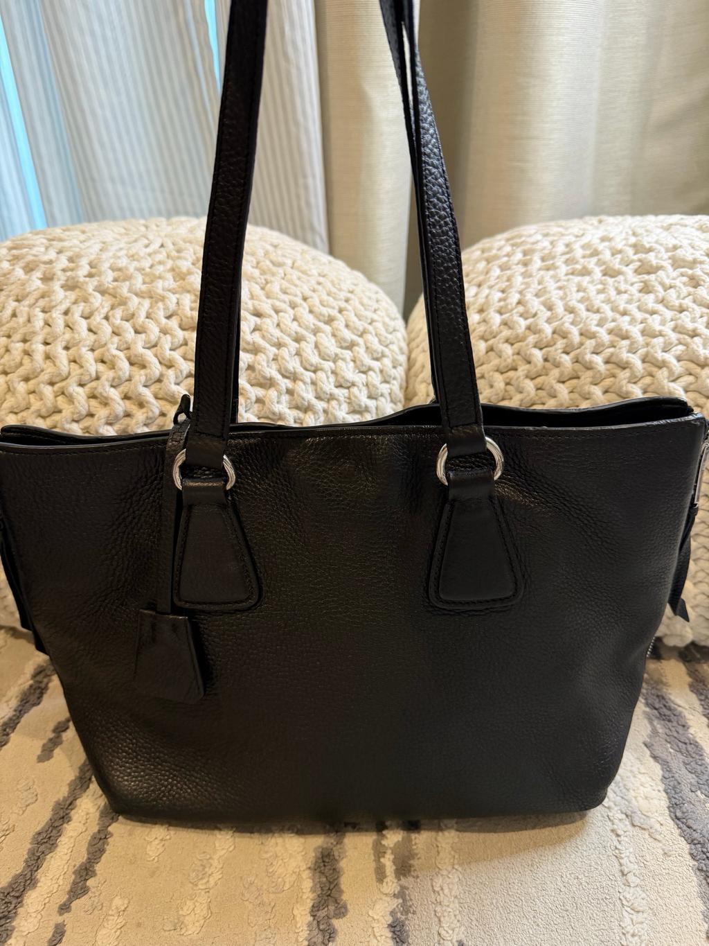 Prada Vitello Phenix Shopper Tote Side Zippers
