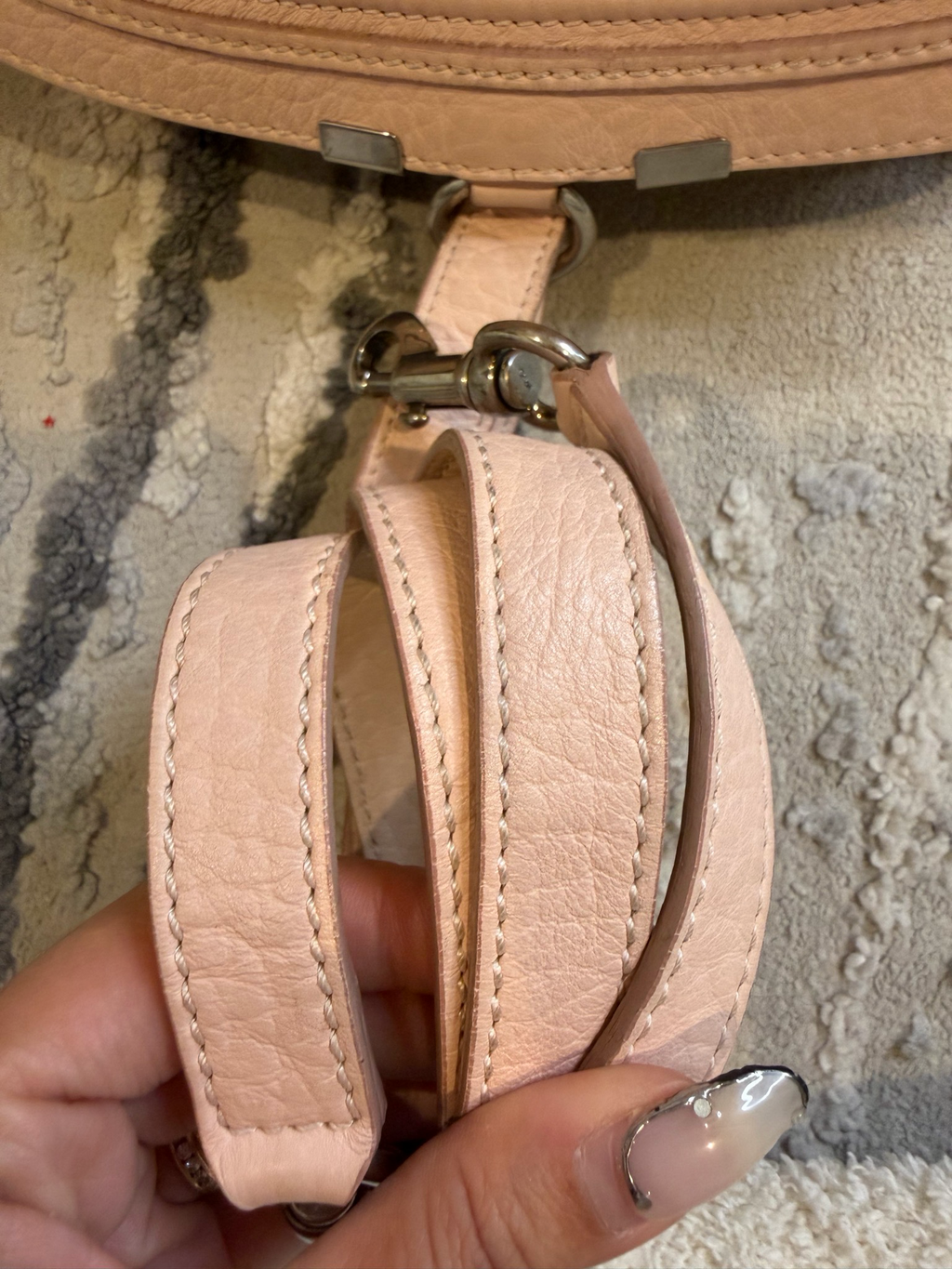 Chloe Marcie Two Tone Saddle Pebbled Leather Medium Crossbody