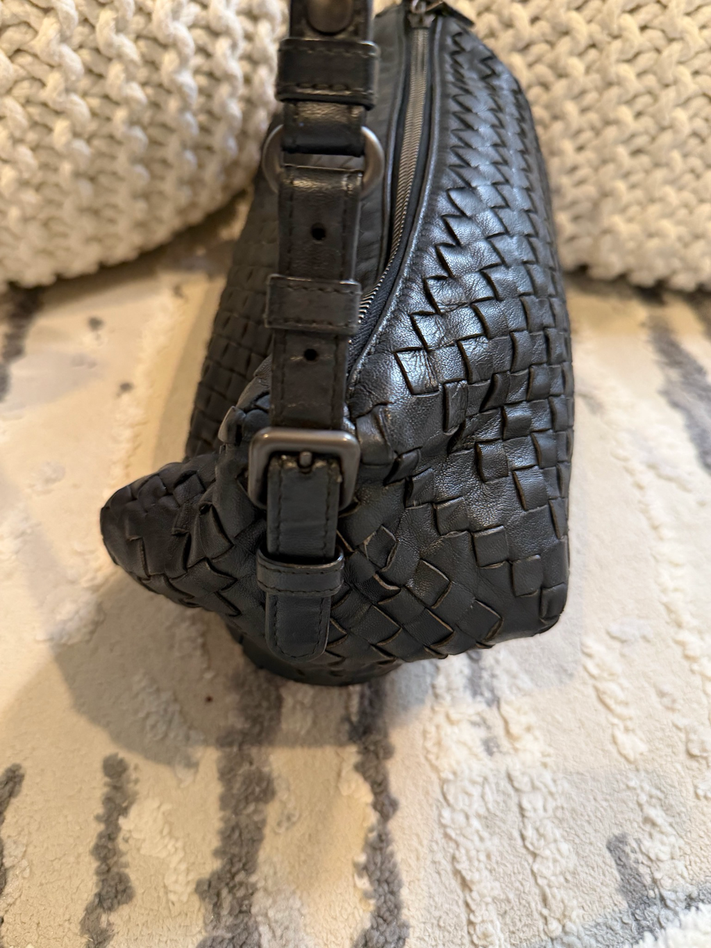 Bottega Venetta Intrecciato Hobo Shoulder Black