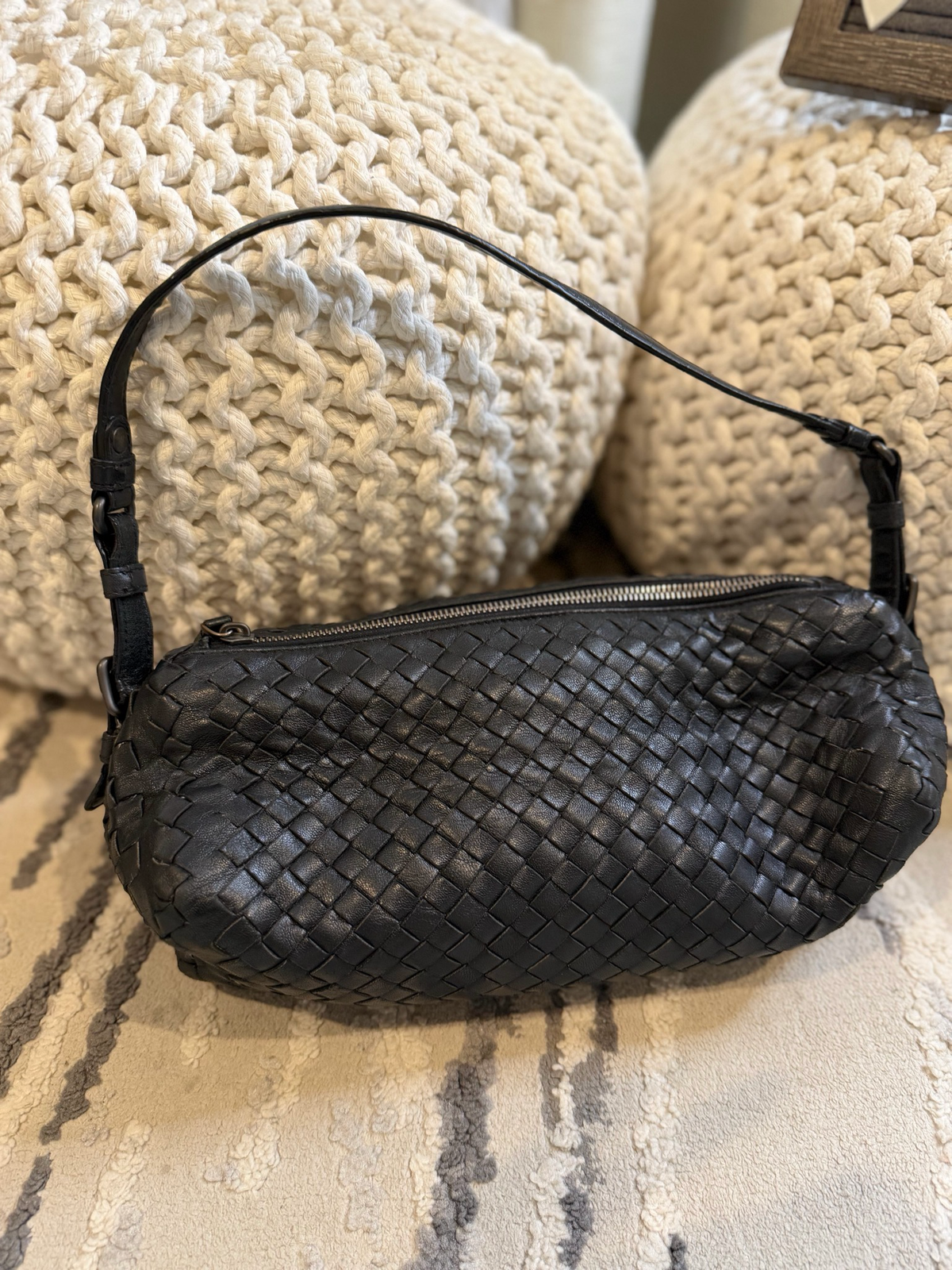 Bottega Venetta Intrecciato Hobo Shoulder Black