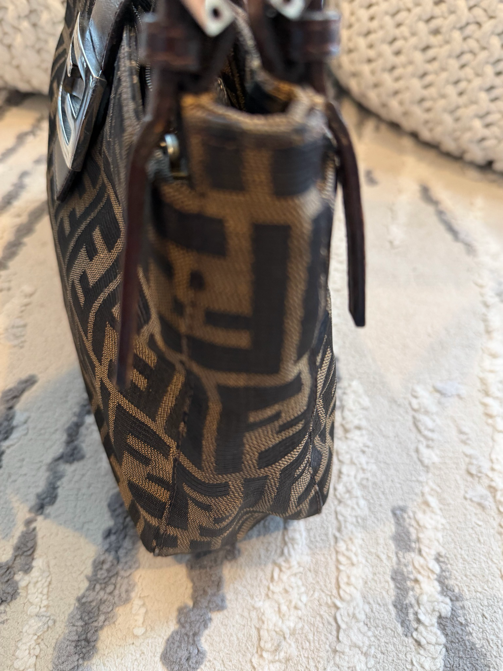 Fendi Zucca Tote Vintage Flap Shoulder