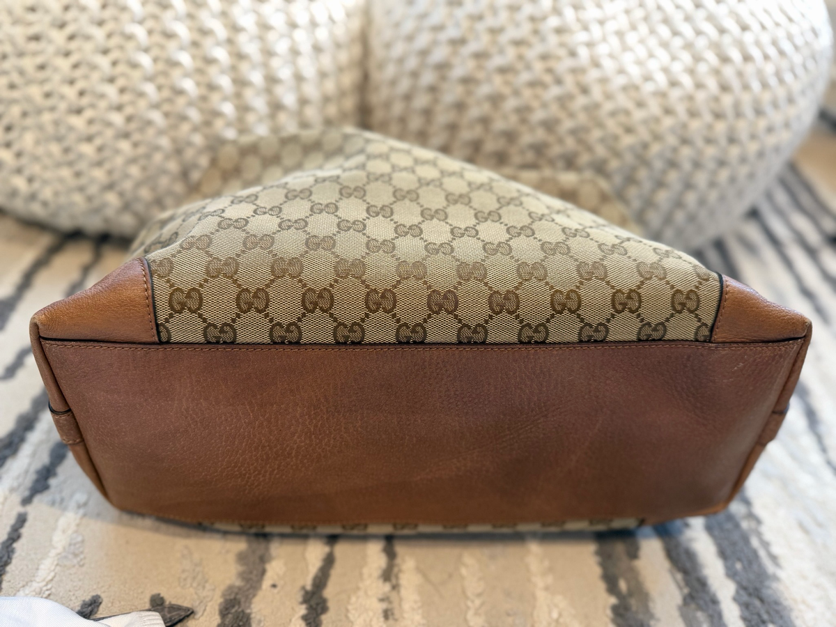 Gucc Monogram Canvas Bree Miss G Hobo Shoulder Bag