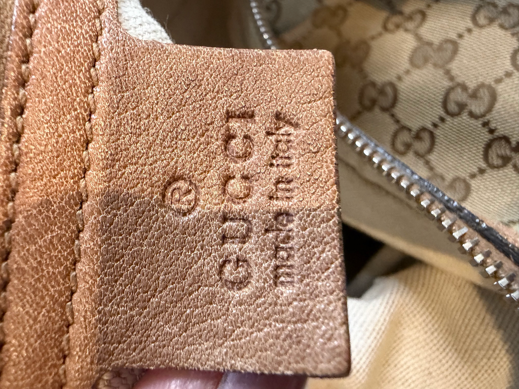 Gucc Monogram Canvas Bree Miss G Hobo Shoulder Bag