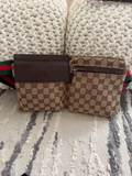 Gucci Monogram Canvas Double Wait Bag Belt Web Strap
