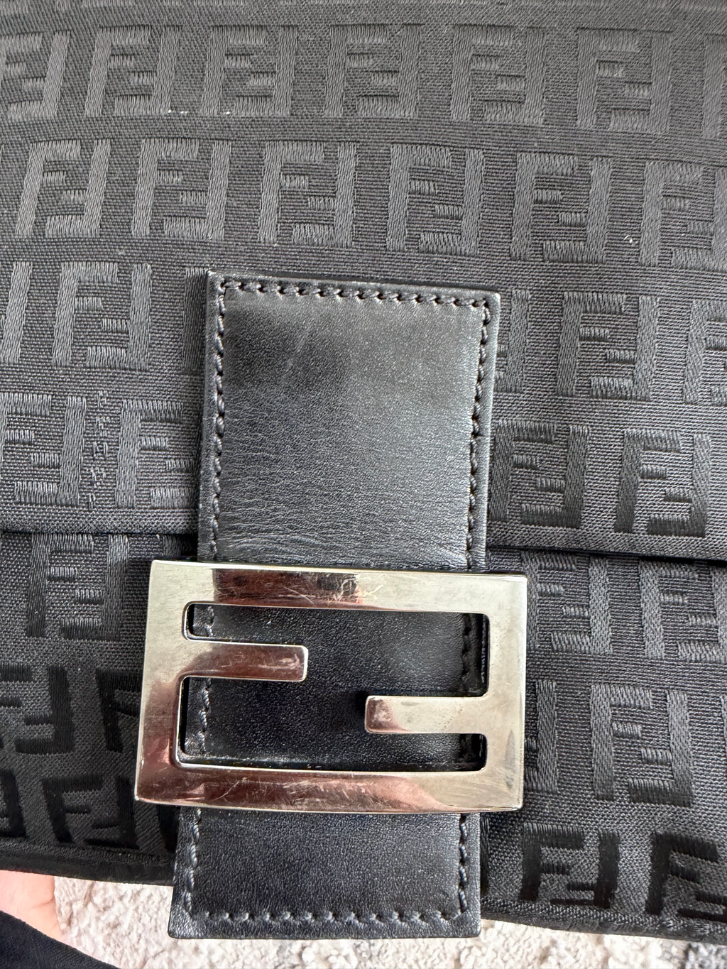 Fendi Zucca Mama Canvas Hobo Shoulder Black