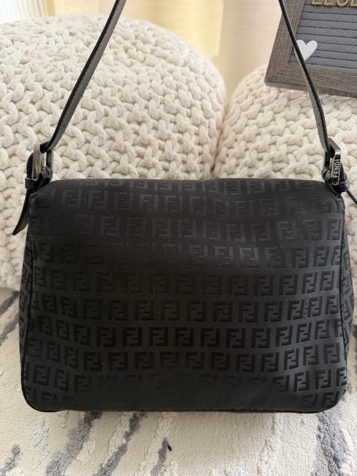 Fendi Zucca Mama Canvas Hobo Shoulder Black
