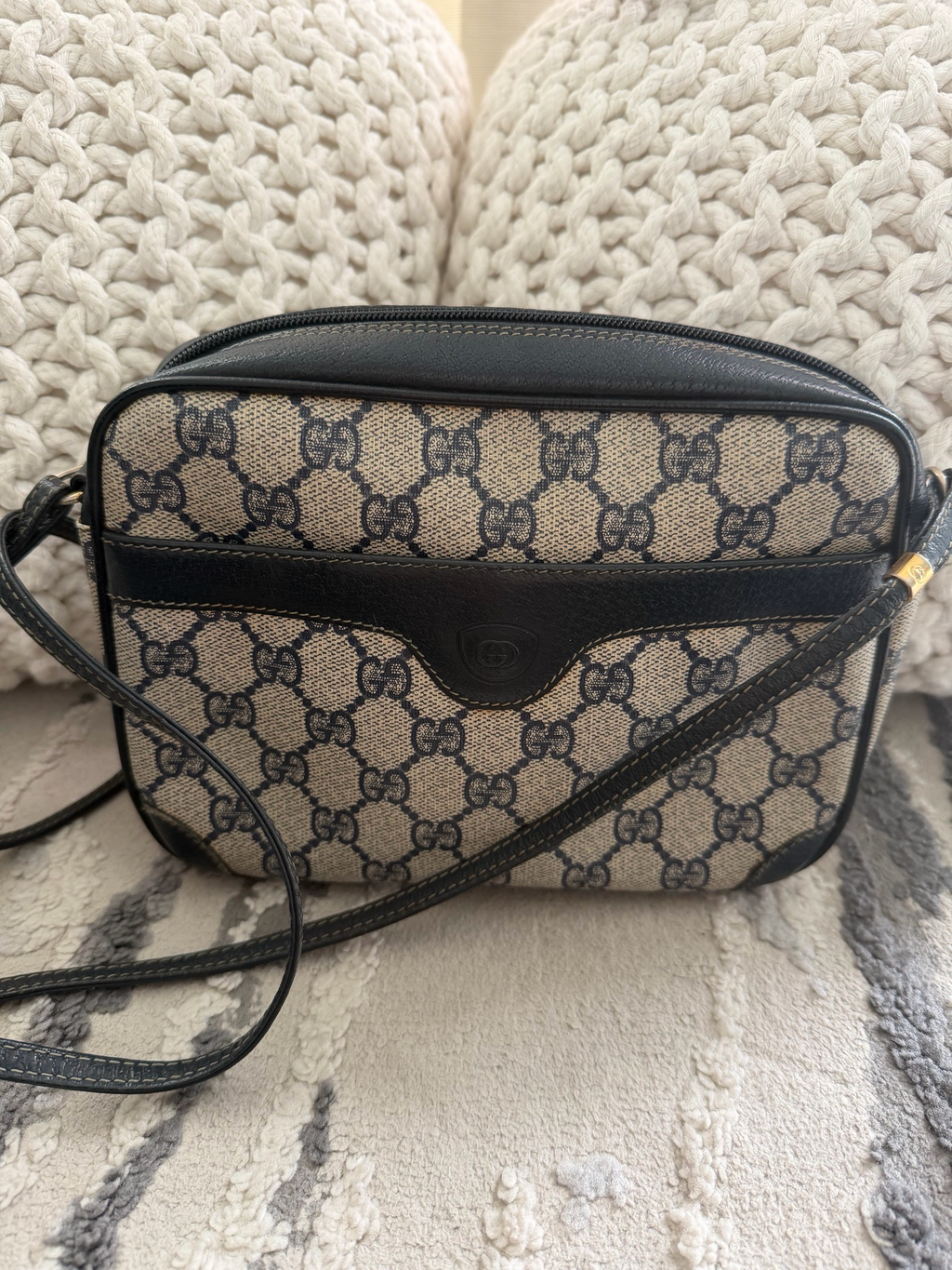 Gucc Vintage Monogram Camera Bag Sling Crossbody