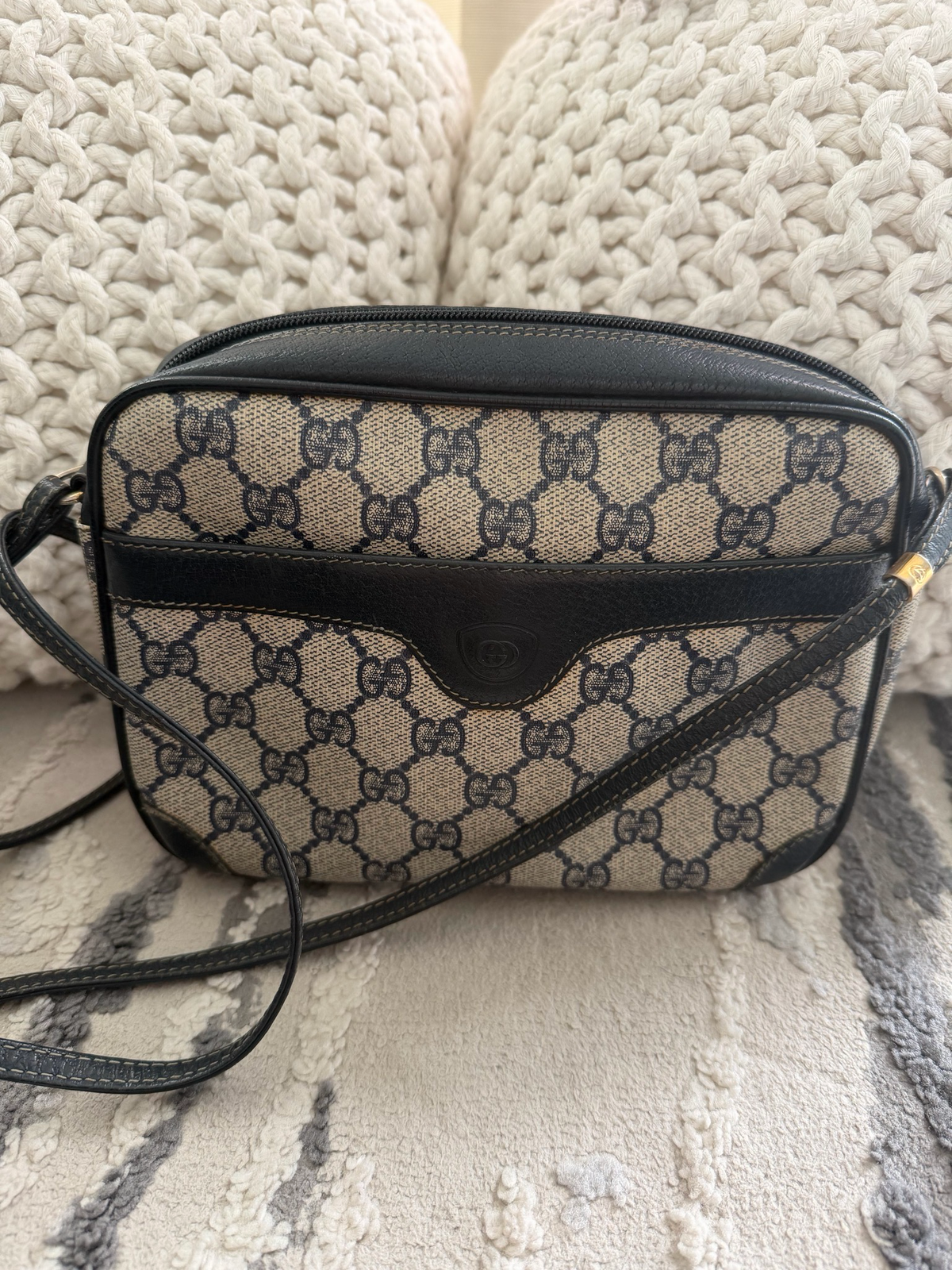 Gucc Vintage Monogram Camera Bag Sling Crossbody