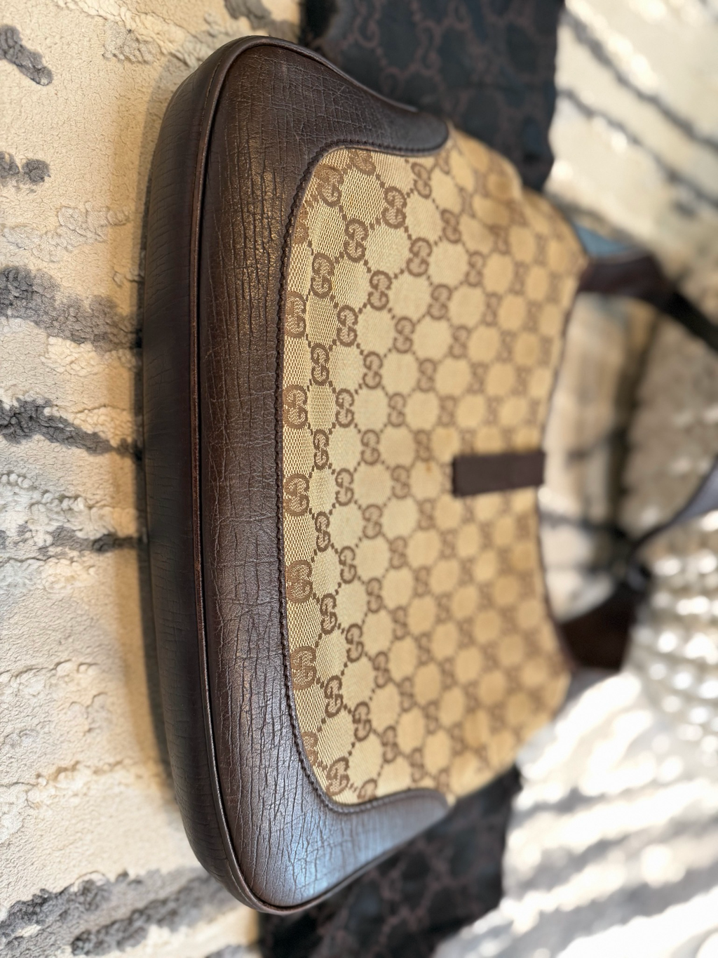 Gucci Jackie Web Hobo Shoulder Monogram Canvas