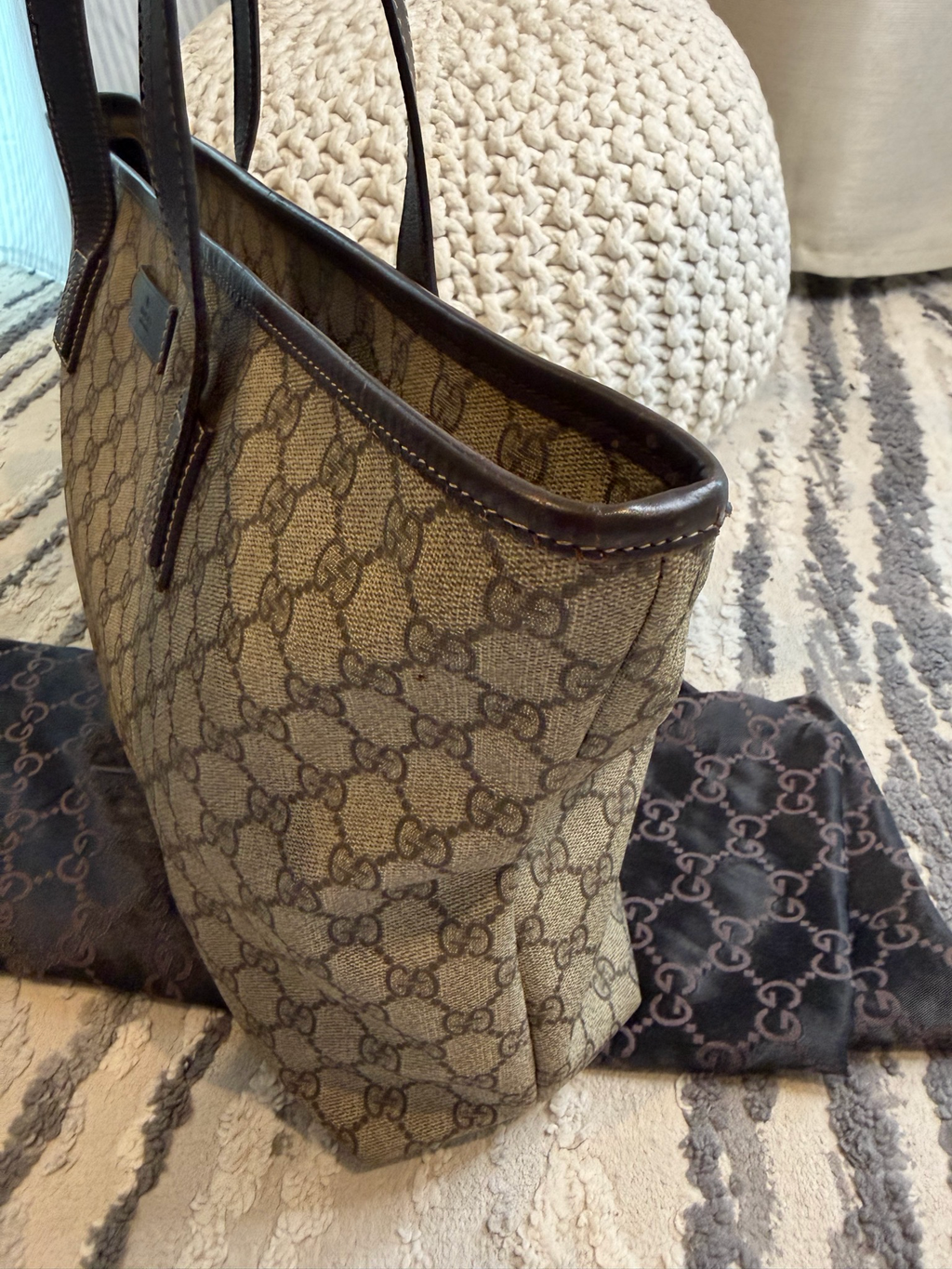 Gucci Supreme Plus Monogram Zipper Tote