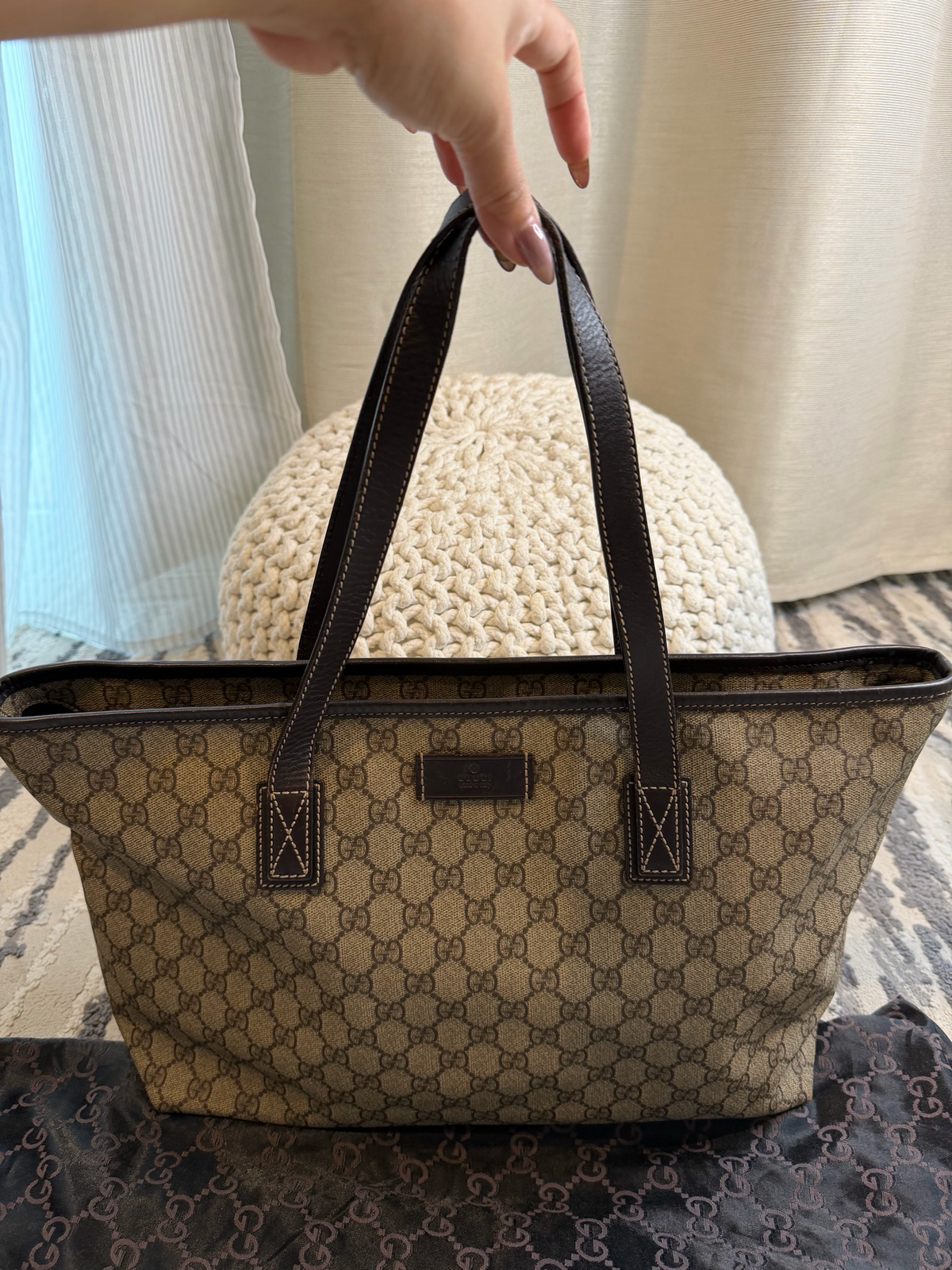 Gucci Supreme Plus Monogram Zipper Tote