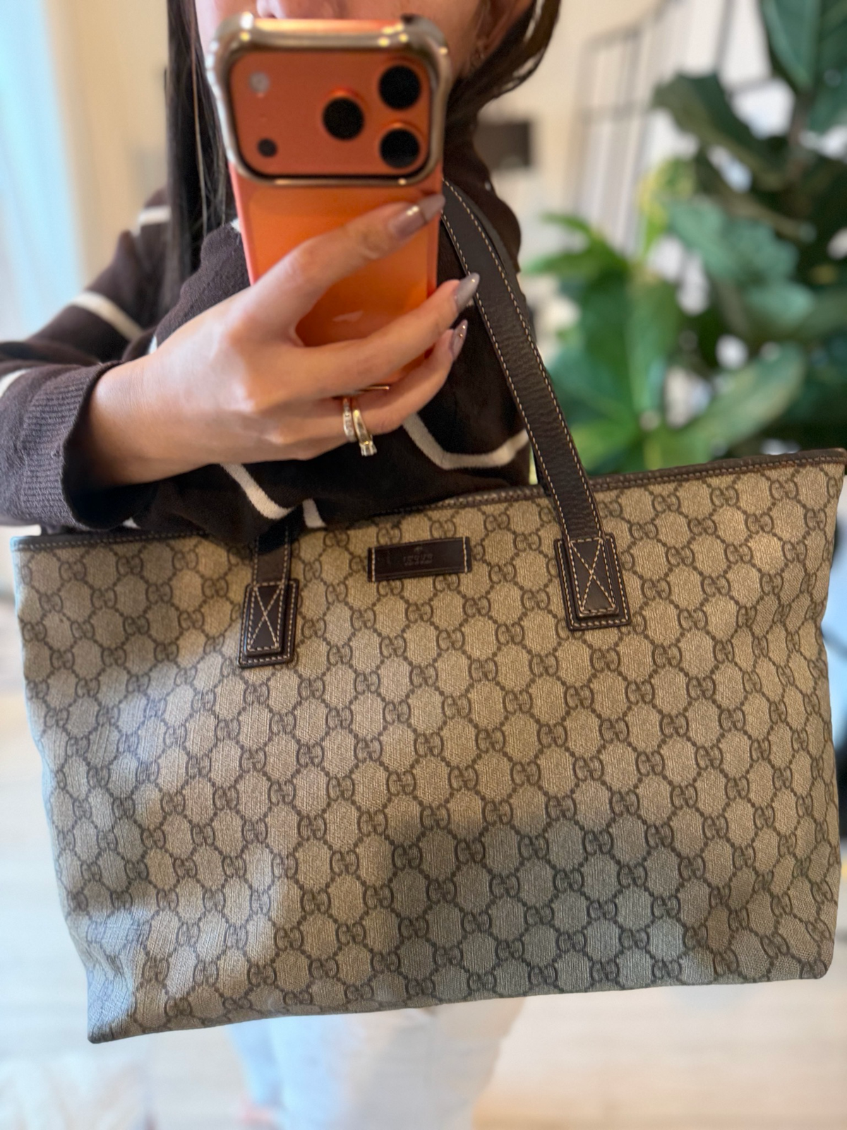 Gucci Supreme Plus Monogram Zipper Tote
