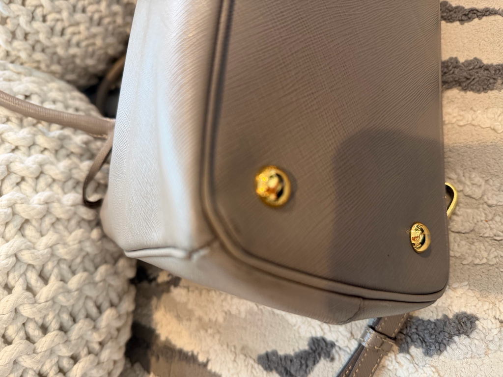 Prada Saffiano Gardeners Tote Crossbody Messenger Gray