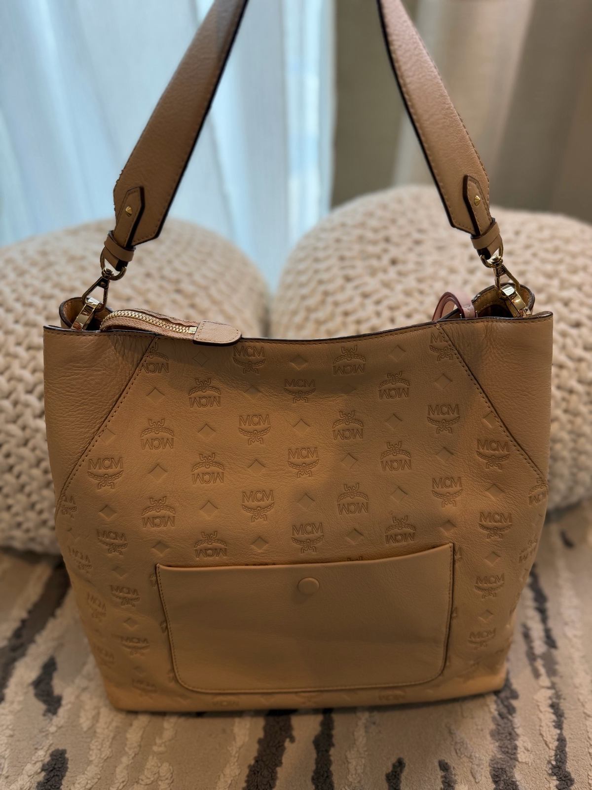 Mcm Visetos Hobo Leather Empreinte Shoulder