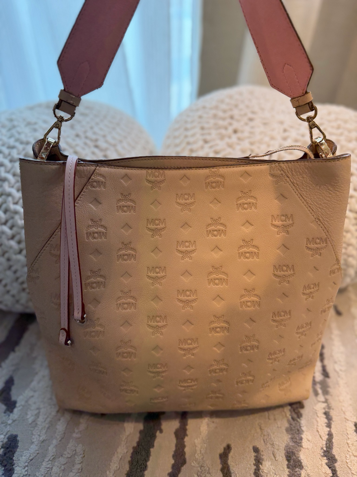 Mcm Visetos Hobo Leather Empreinte Shoulder