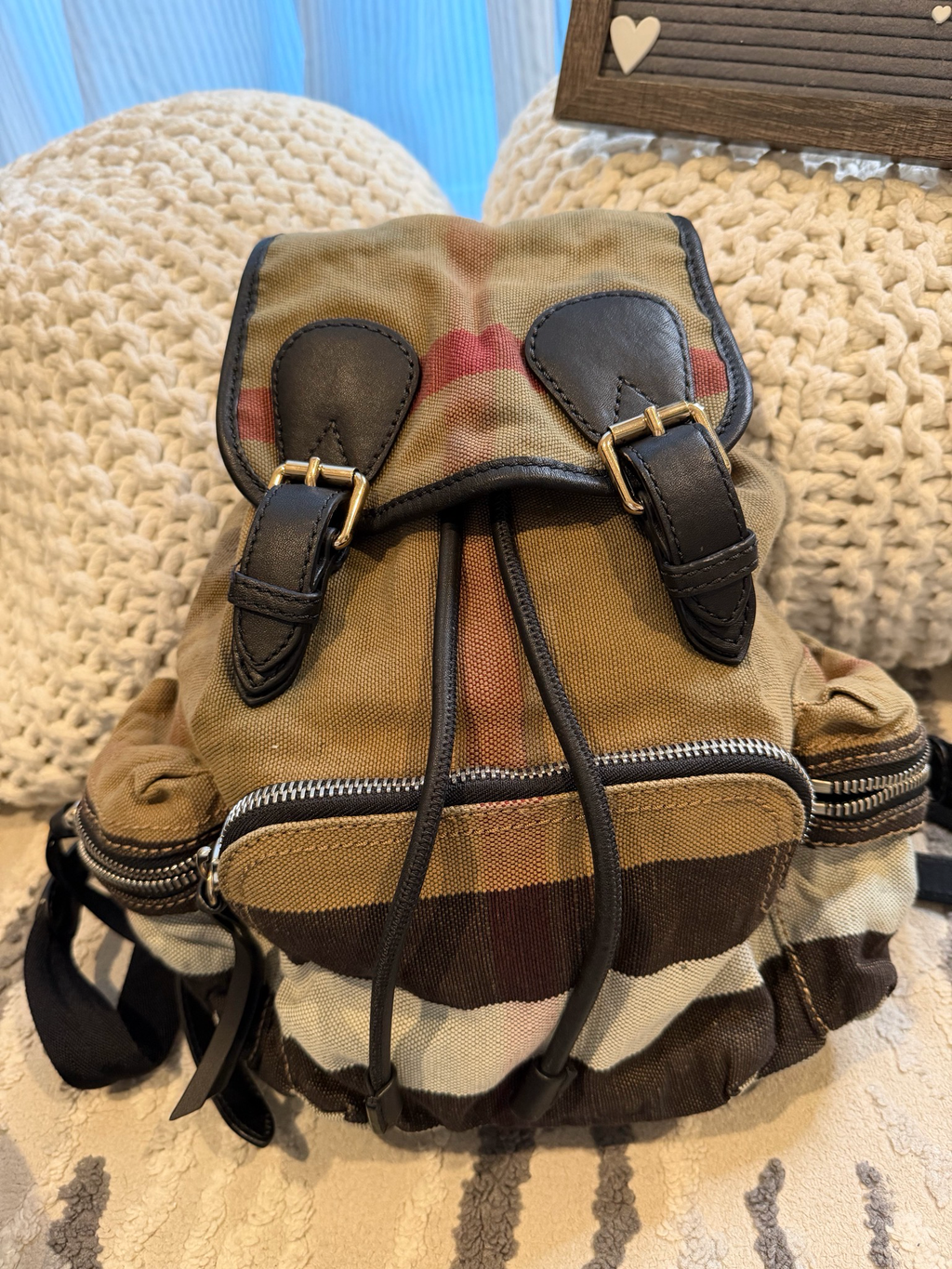 Burberry Mega Check Backpack Rucksack Black