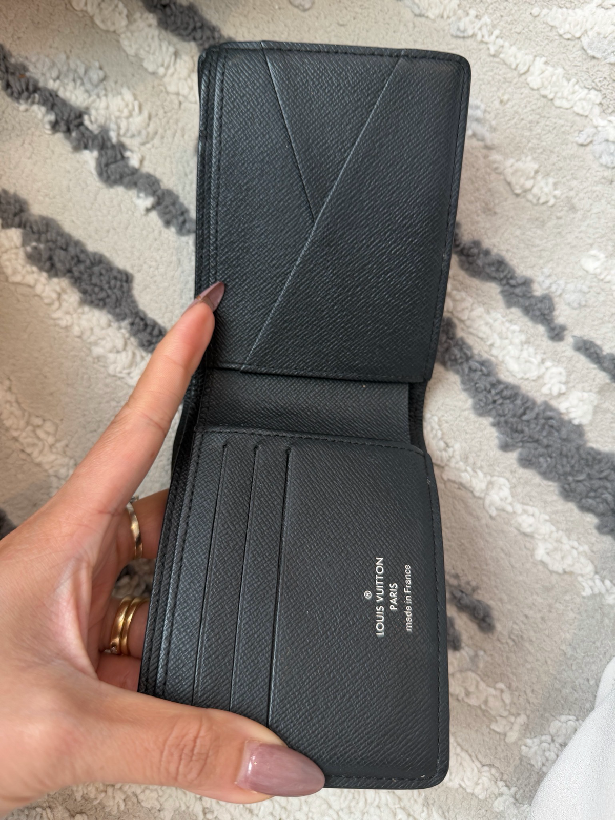 Louis Vuitton Monogram Eclipse Slender Wallet Flap Mens