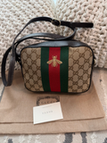 Gucci Monogram Canvas Web Bee Messenger Crossbody